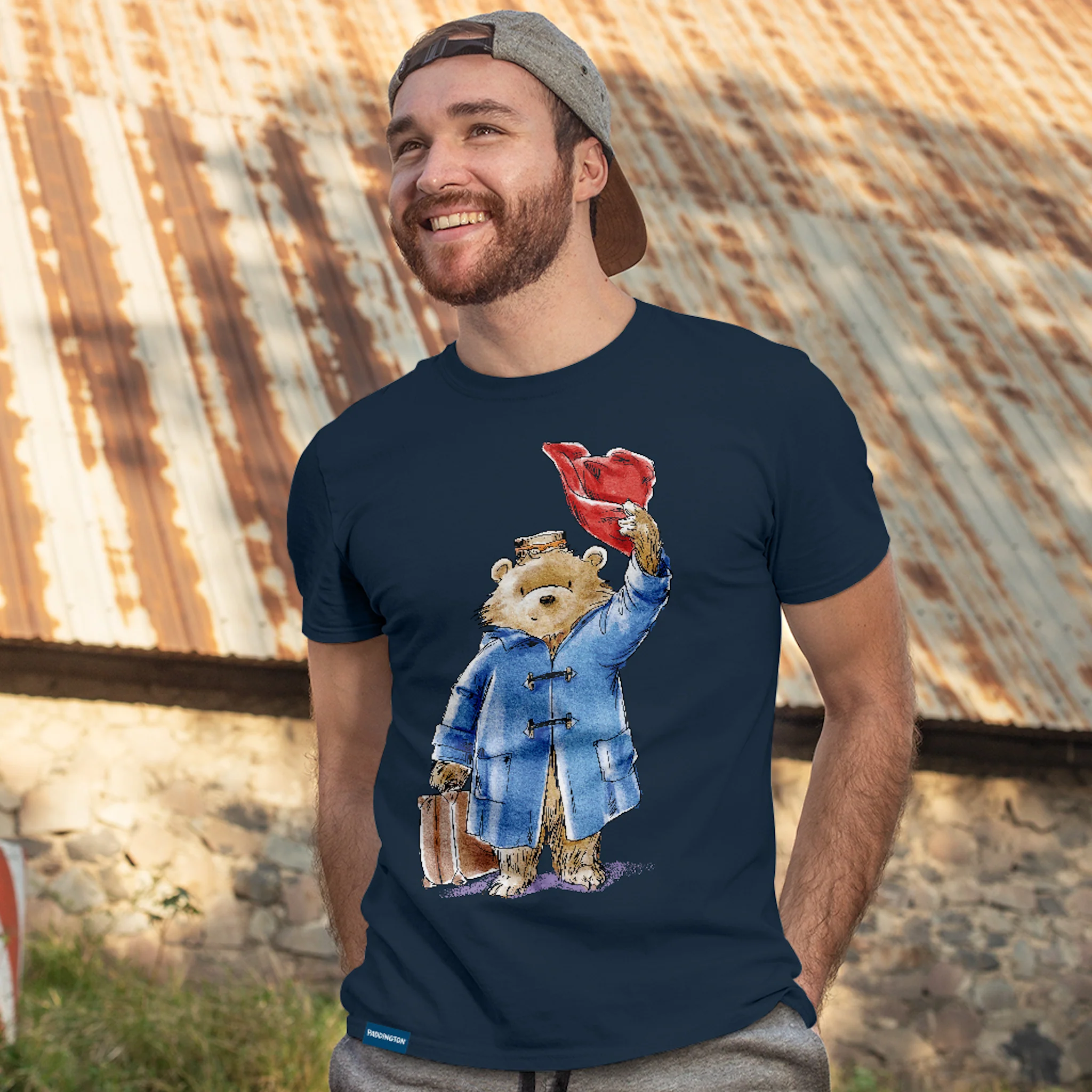 Classic Paddington "Doffing Hat" T-Shirt (Navy) - Image 3